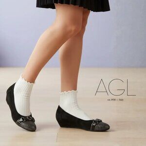 AGL Witchcore Whimsigoth Demi-Wedge Snake Cap Toe Ballet Flat~$325